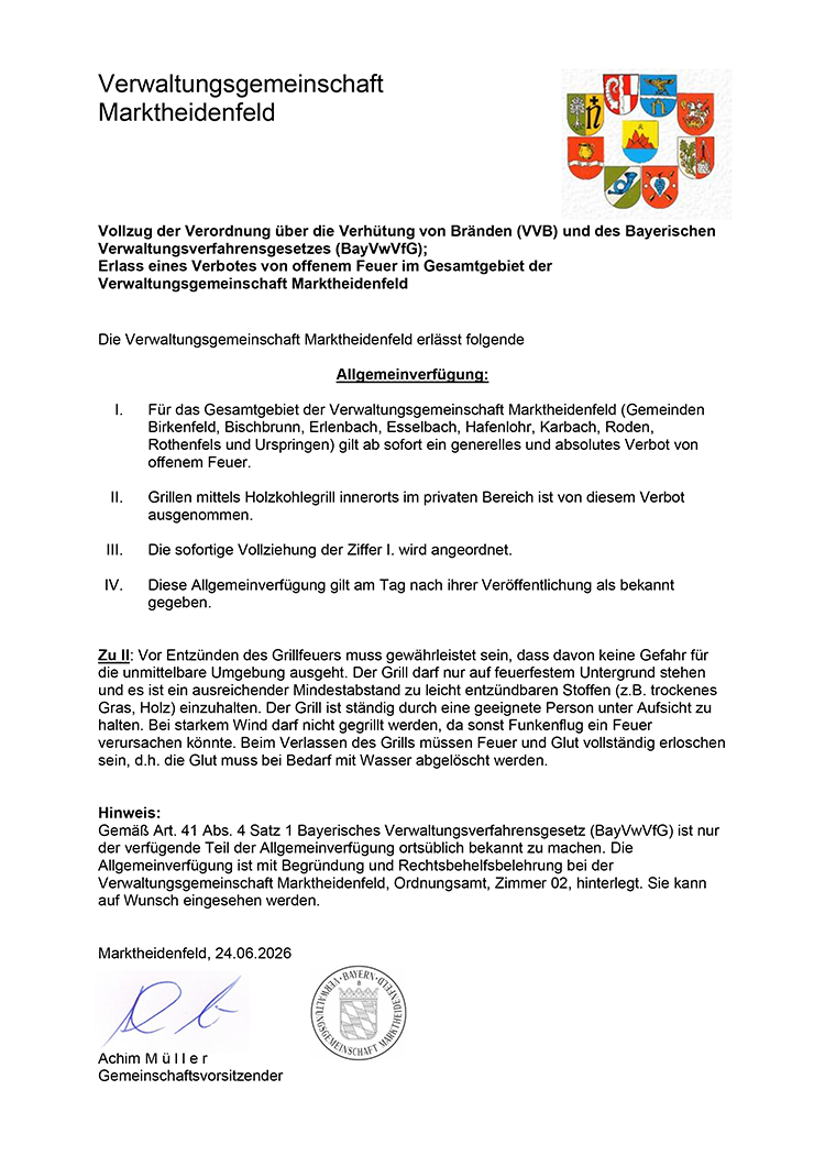 Verbot von Feuer